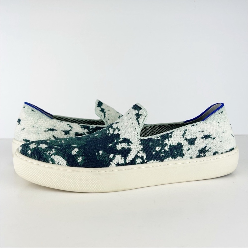 Rothy's Sea Green Shibori Tie Dye Marble Print Slip On Sneaker Great Condition